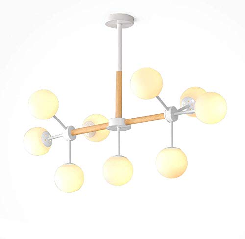 miwaimao Lustre nordique en forme de boule de verre - 9 ampoules - Suspension en forme de globe étoilé - E27 - En métal - Branche du milieu du siècle - Bleu - 9 têtes