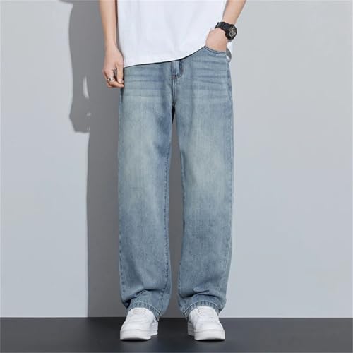 Men's Vintage Nostalgic Jeans Blue Gray Stretch Straight Comfortable Denim Trousers Pants2