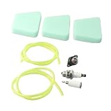 AugustknowU Para línea UEL y filtro de repuesto para motosierras POULAN 2250 2375 2450, incluye 3 filtros de aire de espuma y mangueras de 600 mm para McCulloch M3616 M3816