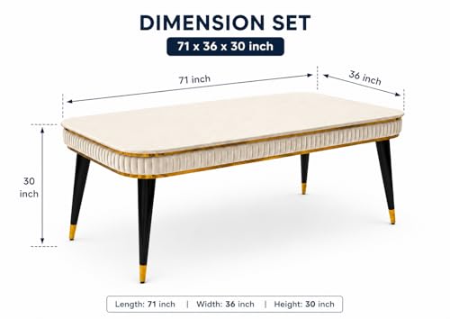 Image of WOODEN SPACE 6-Seater Wooden Dining Table Set | Nano Composite Marble Top | Solid Wood Base | Modern Dining Room Furniture with 6 Chairs (Beige Modern Zyro)