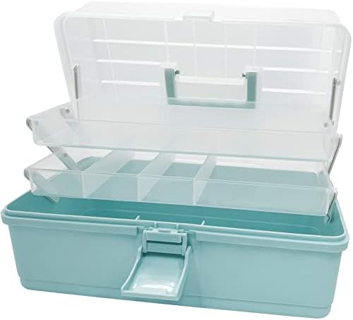 crysting 13 Inch Sewing Box Three Layers, Plastic Craft Organizers and Storage, Multifunction Craft Box/Organizer Box/First Aid Box/Medicine Box/Tool Organizers and Storage with Lids