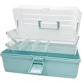crysting 13 Inch Sewing Box Three Layers, Plastic Craft Organizers and Storage, Multifunction Craft Organizer/First Aid Medicine Box/Tool Organizers and Storage with Lids