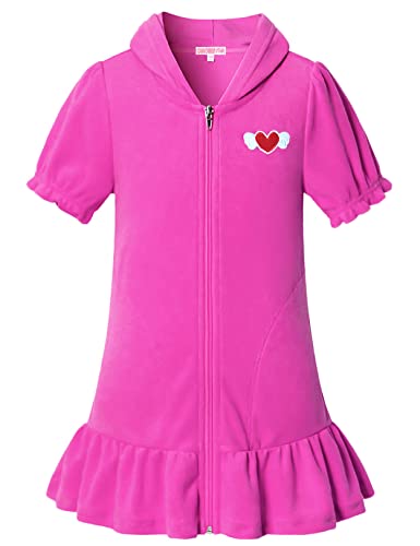 Image of CHILDRENSTAR Girls Swim Coverups Terry Swimsuit Cover-Up Hooded Zip-Up Beach Robe