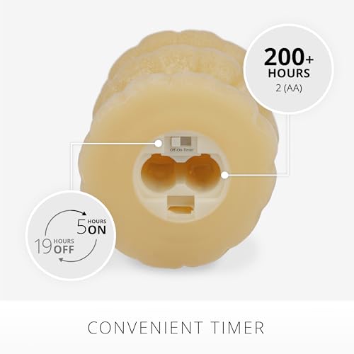 Image of Luminara Chalky Stacked Pumpkins Figural Flameless Flickering Moving Flame LED Candle (3.1 inch x 6 inch), Chalky Finish Real Unscented Wax, Time Function (Golden Husk)