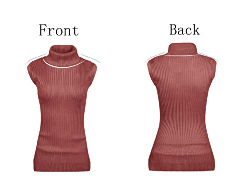 Image of v28 Women Sleeveless High Neck Turtleneck Stretchable Knit Sweater Top