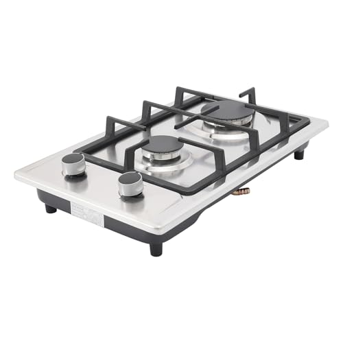 Hornillo Portátil de Gas con 2 Quemadores, Estufa 51 x 31 x 10 cm para Camping, Pícnic, Senderismo, no Incluye Batería