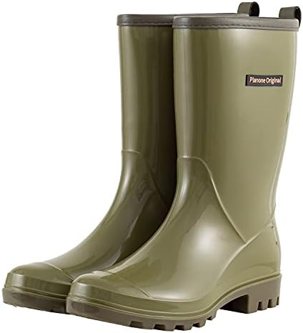 planone Mid Calf Rain Boots For Women Waterproof size 6 Olive green Garden Shoes Anti-Slipping Rainboots for Ladies Comfortable Insoles Stylish Light rain Shoes Outdoor Work Shoes