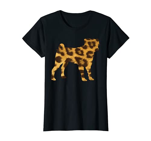 Leopard Print Pug Cute Animal Pet Dog Lover Women Girls Gift Camiseta