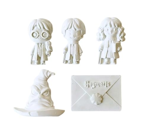 Image of EXPESIA Harry Potter DIY Craft Kit, Resin Art Set with Harry, Ron, Hermione, Sorting Hat and Hogwarts Letter, Painting Clay Decoration