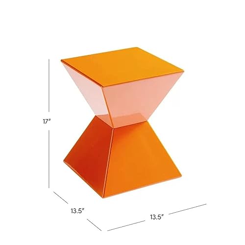 Image of Wooden Block Accent Side Table in Antique Wooden Design, Fully Assembled, End, Bedside Table and Nightstand, for The Living Room and Bedroom-Orange