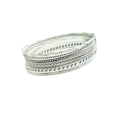 JSAJ 92.5 sterling silver 7 bangles 1 Bunch Plain Disign 15mm Width bangles for girls and women Size-2/2, 2/4, 2/6, 2/8, 2/10