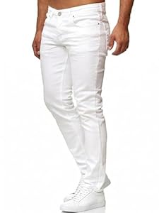Tazzio Jeans Herren Slim Fit Stretch Jeanshose Hose Denim 16533 (34/32, Weiß)