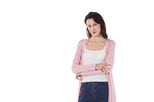 Women's Solid Sweater Essential Duster Long Cascading Open Front Lightweight Blue Cardigan4