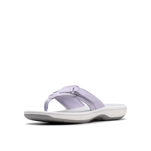 Clarks Women's Breeze Sea Flip-Flop, Lavender Nubuck, 9