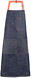 VEIKERY Adjustable Jeans Bib Apron with 3 Pockets Extra Long Ties Chef Apron