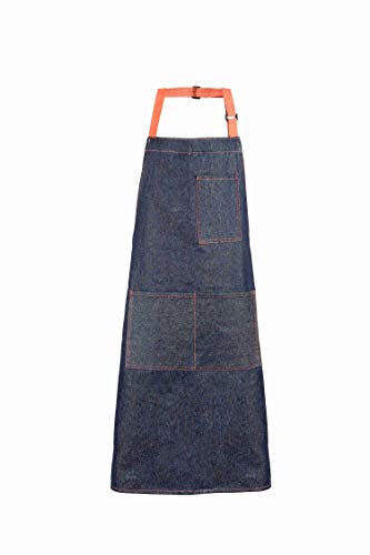 VEIKERY Adjustable Jeans Bib Apron with 3 Pockets Extra Long Ties Chef Apron