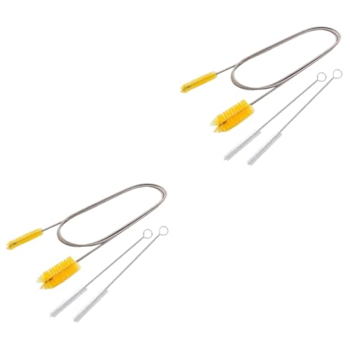 Beavorty 2 Sets Flexible Double Ended Hose Cleaning Brush Spring Brush for Aquariums Sinks and Tight Spaces with Rotating Bristles and Handle