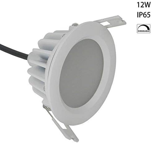 Snople Waterproof LED Ceiling Light IP65 Dimmable LED Downlight 4500K Natural White,12W,92mm Cutout,LED Recessed Light for Bathroom
