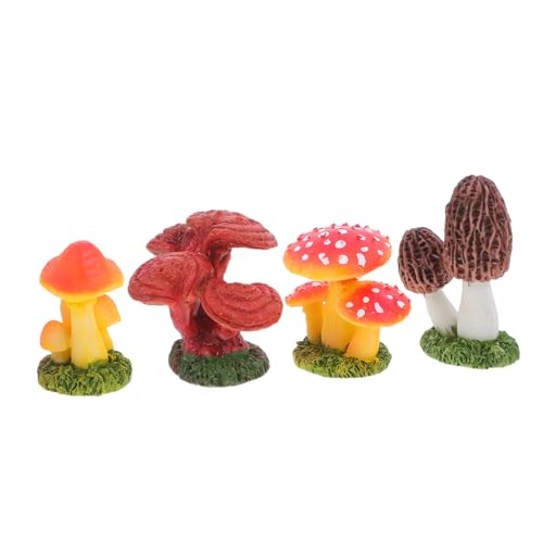 Figurines de Champignons Détaillées en Résine pour Micro Paysage
