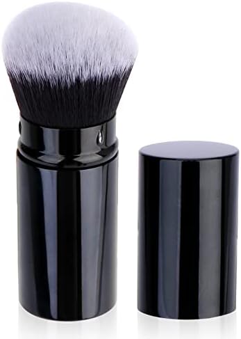UNIMEIX Sunscreen Brush for Face Retractable Kabuki Brush Sunscreen Applicator for Kids Blush Brush Foundation Makeup Brushes for Liquid Makeup, Cream，Flawless Powder(Black,Round top)