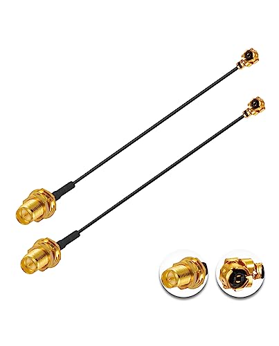 Vecys 2PCS U.F.L1 to RP-SMA Female Low Loss Coaxial Cable 4" /10CM U.F.L1 1.13mm Mini-Coaxial Pigtail Cable for Wireless Routers Mini PCIE Network Cards PCI Wi-Fi WAN Repeater