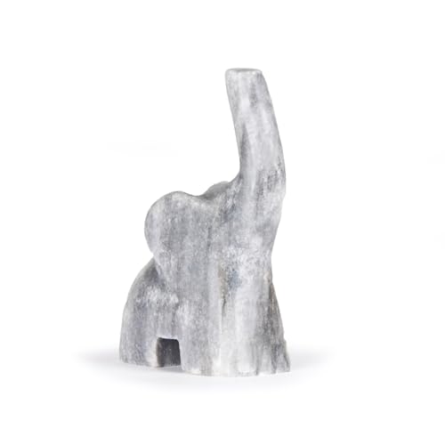 British Fossils Porte-bague éléphant en marbre gris de l'Himalaya sculpté à la main de 7,6 cm – Rangement élégant et cadeau pour bijoux