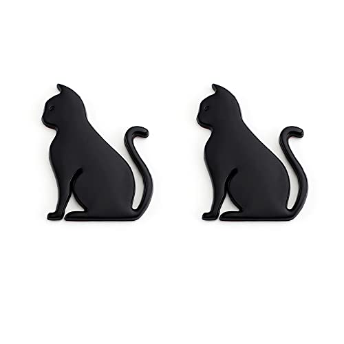 Image of YSY 2Pcs 3D Cat Shape Logo Animal Car Emblem Motorcycle Sticker Truck Label Emblem Car Badge Styling Decoration Car Accessories(A) (3D Cat, Black)