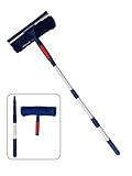 Professional Window Cleaner Squeegee with Extension Pole Up to 3 Ft Long | 2-in-1 Squeegee and Scrubber Washer Tool | Window Washing Cleaning Kit For Indoor Outdoor, Glass, Car, Home or Commercial Use