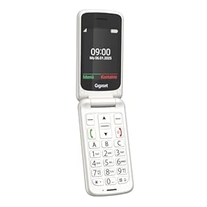 Gigaset GL595 Flip-Mobiltelefon – einfache Bedienung für Senioren, große Tasten & SOS-Notruftaste – Staub- & spritzwassergeschützt IP44 Schutzklasse–ohne Vertrag–2,8 Zoll TFT-Farbdisplay, Pearl White