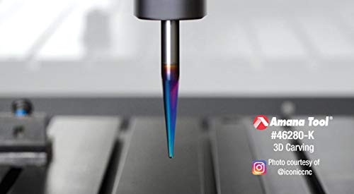 Amana Tool - 46286-K Cnc 2D & 3D Carving 3.6 Deg Tapered Angle Ball Tip 1/8 Dia X 1/16 R #TOP4