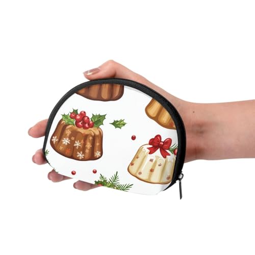Portable Coin Purse Christmas-Cakes-Pattern Mini Zippered Money Pouch Card Holder3
