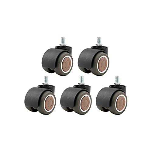Aiyomi Rotelle per Sedie da Ufficio Sostituzione 2 Pollici Filettatura M10 Sedie da Gioco Universali Girevole Silenziose Ruote in Gomma Doppie Ruote capacità di Carico 120KG (5pz)