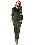 Women's Velour Tracksuit Set 2 Piece Loungewear Joggers Set Ladies Velour Sportwear Set Long Sleeve Tracksuit Loungewear Set