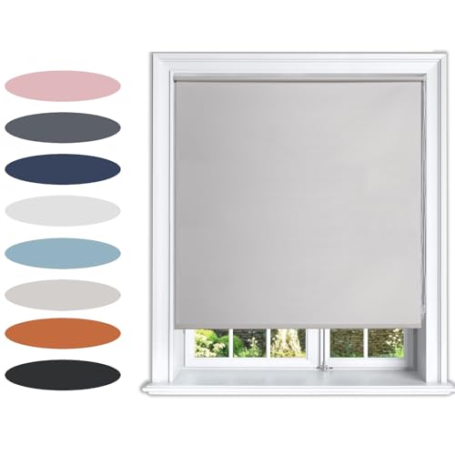 Lister Cartwright Blackout Plain Roller Blinds Windows Blind Easy Fit Child Safety Included (Grey, 120 cm Width x 160 cm Drop)