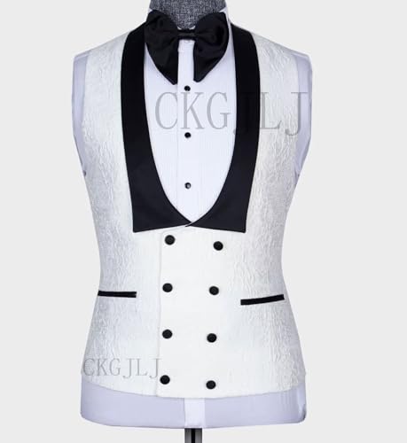 Floral Jacquard 3 Piece Suit for Men Slim Fit Double Breasted Tuxedo Suits Wedding One Button Blazer Shawl Lapel4