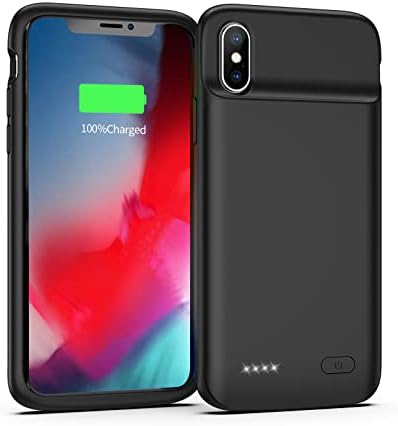 Smiphee Battery Case for iPhone X/XS, 4100mAh Portable Protective Charging Case Extended Rechargeable Battery Pack Charger Case Compatible with iPhone X/XS /10 (Black,5.8 inch)