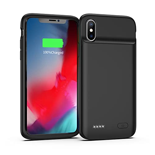 Smiphee Battery Case For Iphone X/Xs, 4100Mah Portable Protective Charging Case Extended Rechargeable Battery Pack Charger Case Compatible With Iphone X/Xs /10 (Black,5.8 Inch) #TOP17