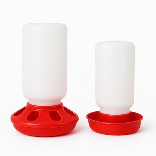 Baby Chick Feeder and Waterer Set 1 Quart Poultry Starter Kit 8-Hole Chick Feeder & Gravity Waterer Compact Brooder Supplies for Chicks Ducklings and Small Poultry