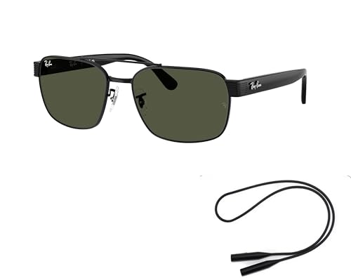 Ray-Ban RB3751 Sunglasses Bundle: RB 3751 002/31 Black/Green Crystal Standard and Universal Anti-slip Silicone Leash2