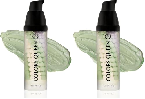Image of Colors Queen 3 in 1 Facial Primer - 02 Green, 40g | Lightweight, Long Lasting & Highly Moisturizing Formula | Long Lasting Primer for Face Makeup (Pack of 2)