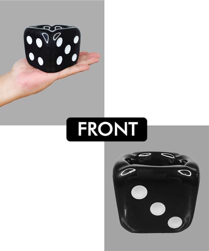 Jeuristic Ashtrays for Cigarettes Dice Ashtray - Premium Ceramic Cool Ashtrays Gifts for Smokers Home Ashtrays for Indoor Outdoor Patio Retro Desktop Decor Unique Decorative Fancy Cute Ashtray Black - Image 4