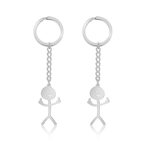 Schlüsselanhänger Lustig,Auto Schlüssel Kleine Anhänger Lustige Geschenke Mittelfinger Kleiner Skeleton Mann Smiley Witzig Schlusselanhang,Nettes Middle Finger Schlussel,für Interessanter Keychain (D)