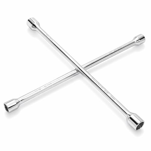 Powerbuilt 20-Inch Universal Lug Wrench, Metric and SAE 4-Way Cross Wrench, Size for 1/16