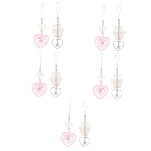 Charms de cœur pour téléphone portable Tofficu : bijou de main et cordon chic