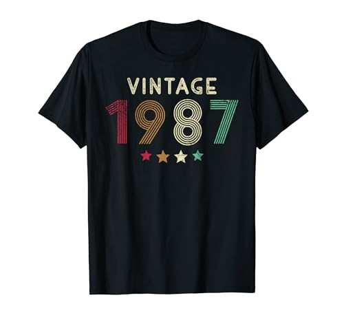Vintage 1987 Birthday Retro Year of Birth 80s 90s Graphic Camiseta