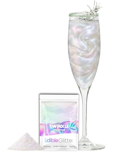 Twinkle my Drink 5g Edible Glitter for Drinks & Cake Decoration (Opal Ghost) | 25 Servings | Iridescent Edible Glitter for Cocktails | Perfect for Party Decorations