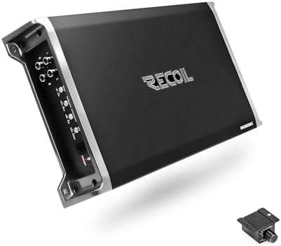 Recoil RED1200-1 2500 Watts Class-D Strappable Car Audio Mono-Block Subwoofer Amplifier, 1 Ohm Stable, Remote Bass Knob Included