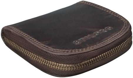 STILORD Cash Weense doosje leder vintage munttasje met rits slanke minitasje kleine portemonnee schuddend tasje echt leder Kleur:kara - cognac