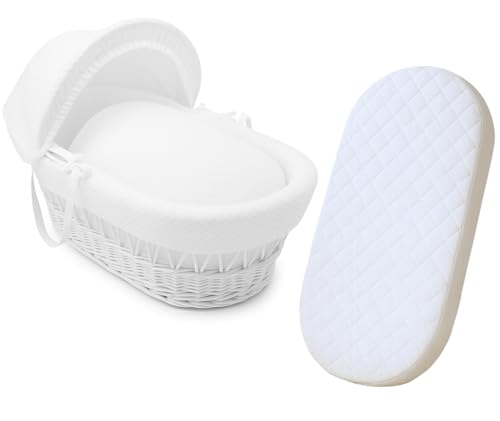 Crescent Textile Moses Pram Basket Mattress Extra Thick Super Soft & Nurture Classic Foam Mattress Easy to Fit For Baby Pram Crib Bassinet Baskets Oval Shape (67 X 30 X 4cm)