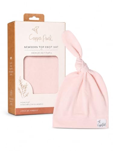 Image of Baby Beanie Hat Top Knot Stretchy Soft inchBlush inch by Copper Pearl